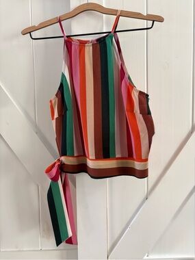 Soprano Bohemian Striped Tie-Waist Tank Top - Multicolor
